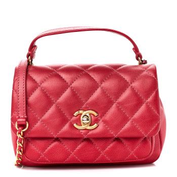 CHANEL Metallic Calfskin Quilted Top Handle Flap 